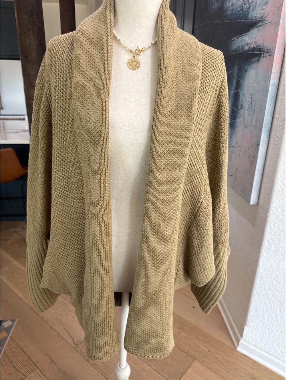 Beige cocoon cardigan coat size Small